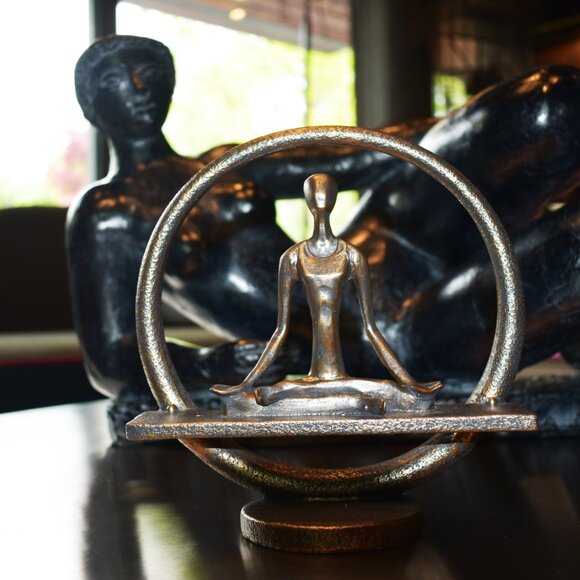 Adam & Friends Home Decor Yoga Meditation Circle Sculpture | 1-Piece | Pewter - Picture 5 of 7